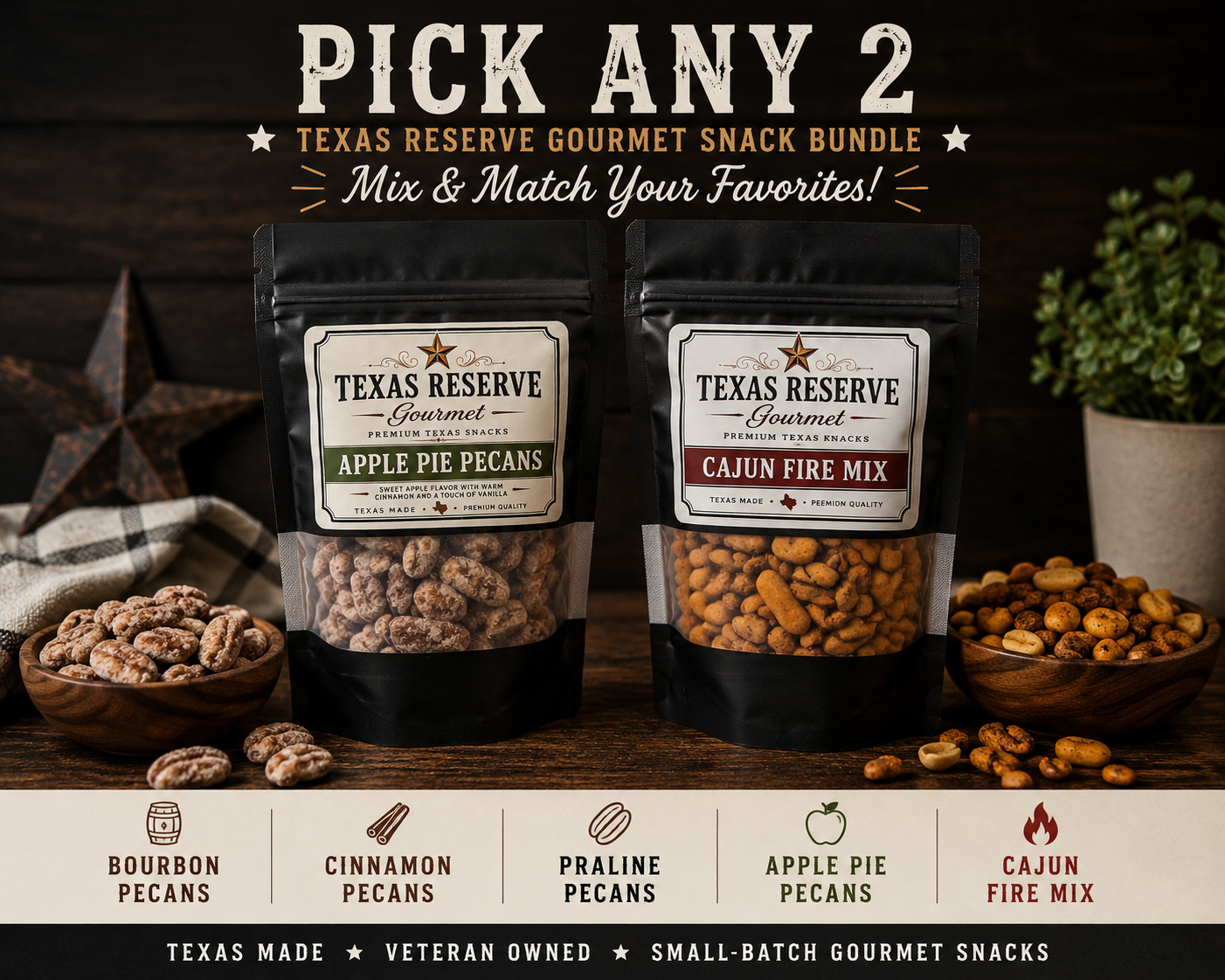Texas Gourmet Snack Bundle - Choose Any 2!